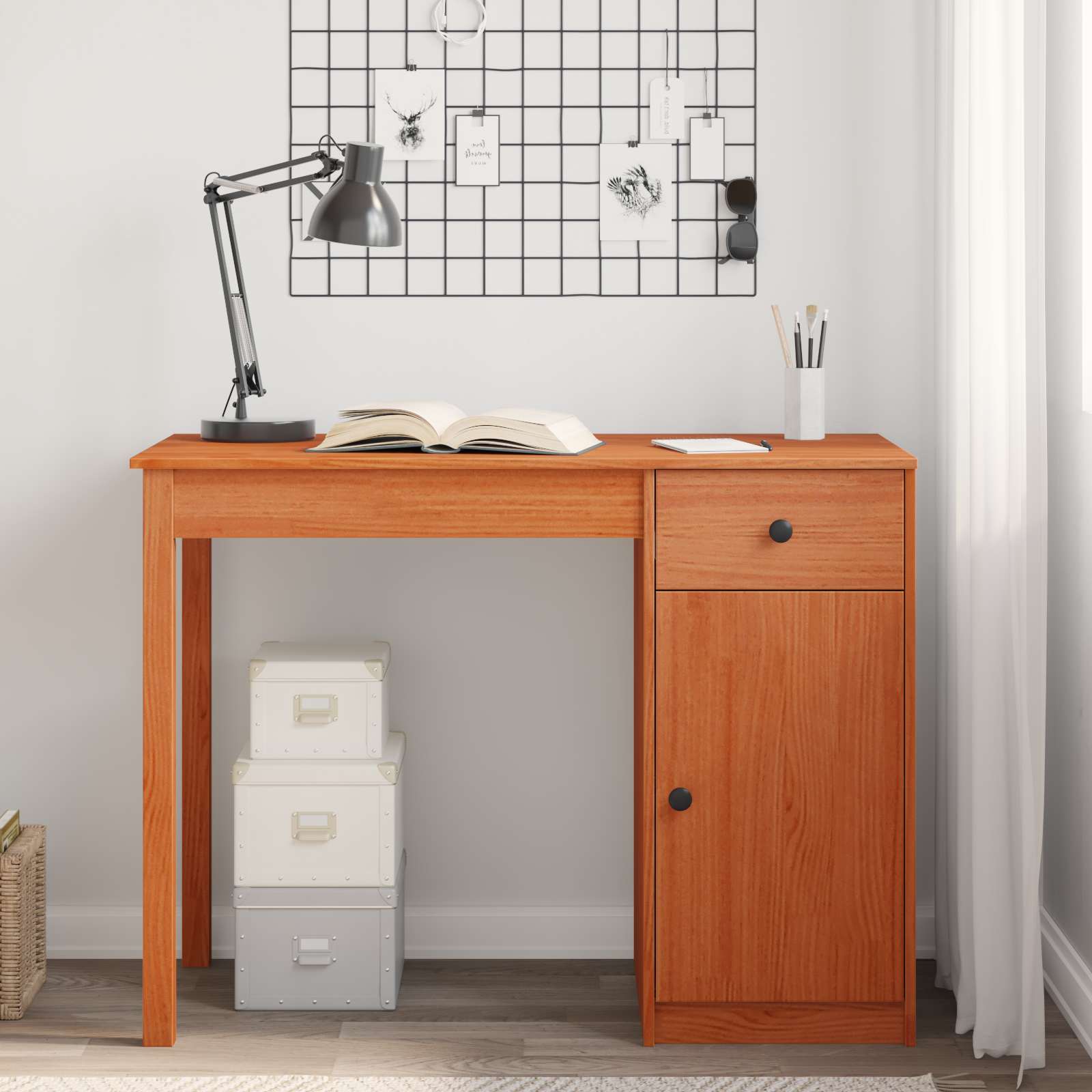Schreibtisch Wachsbraun 100 x 50 x 74 cm Massives Kiefernholz