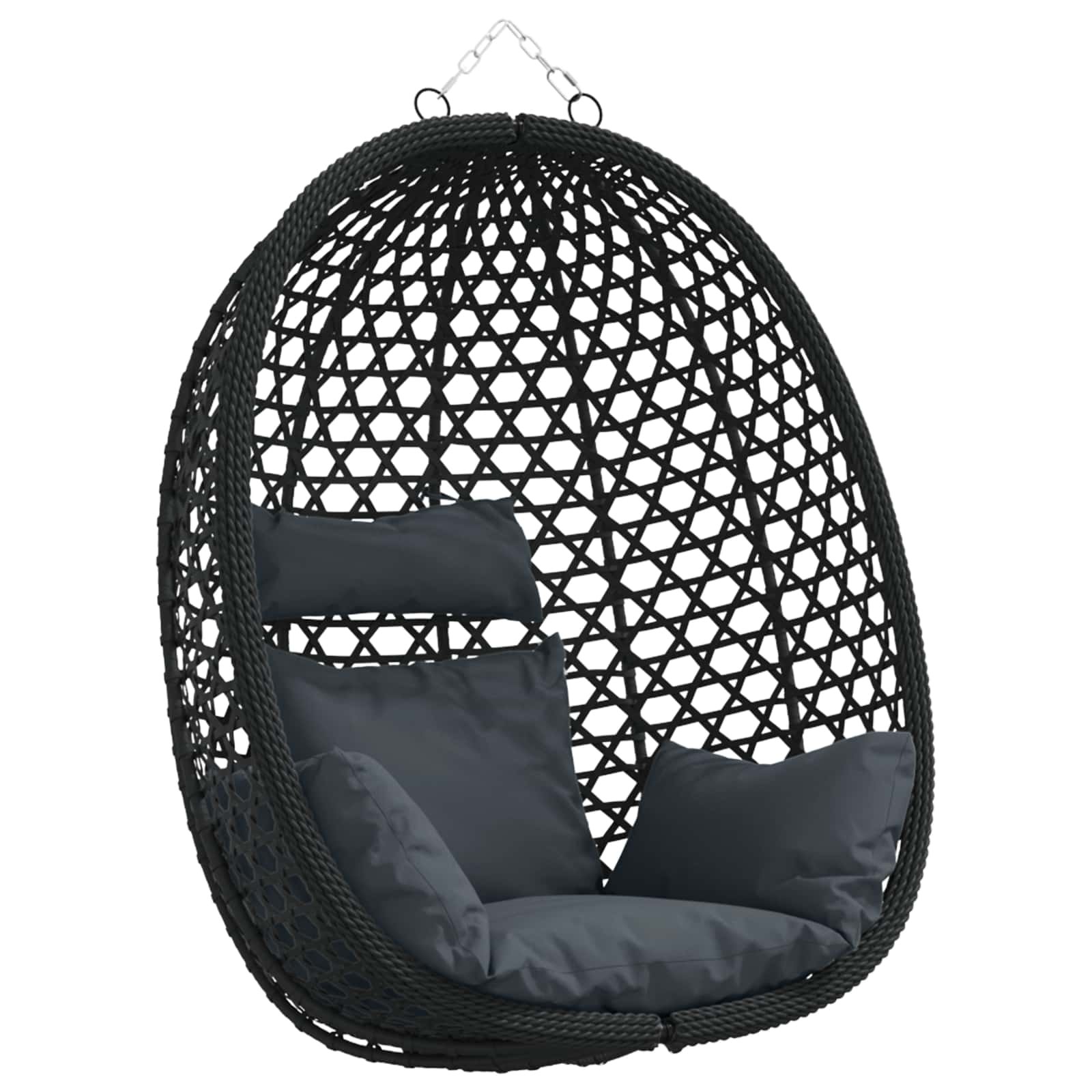Hängesessel ohne Gestell Anthrazit und Schwarz Poly-Rattan