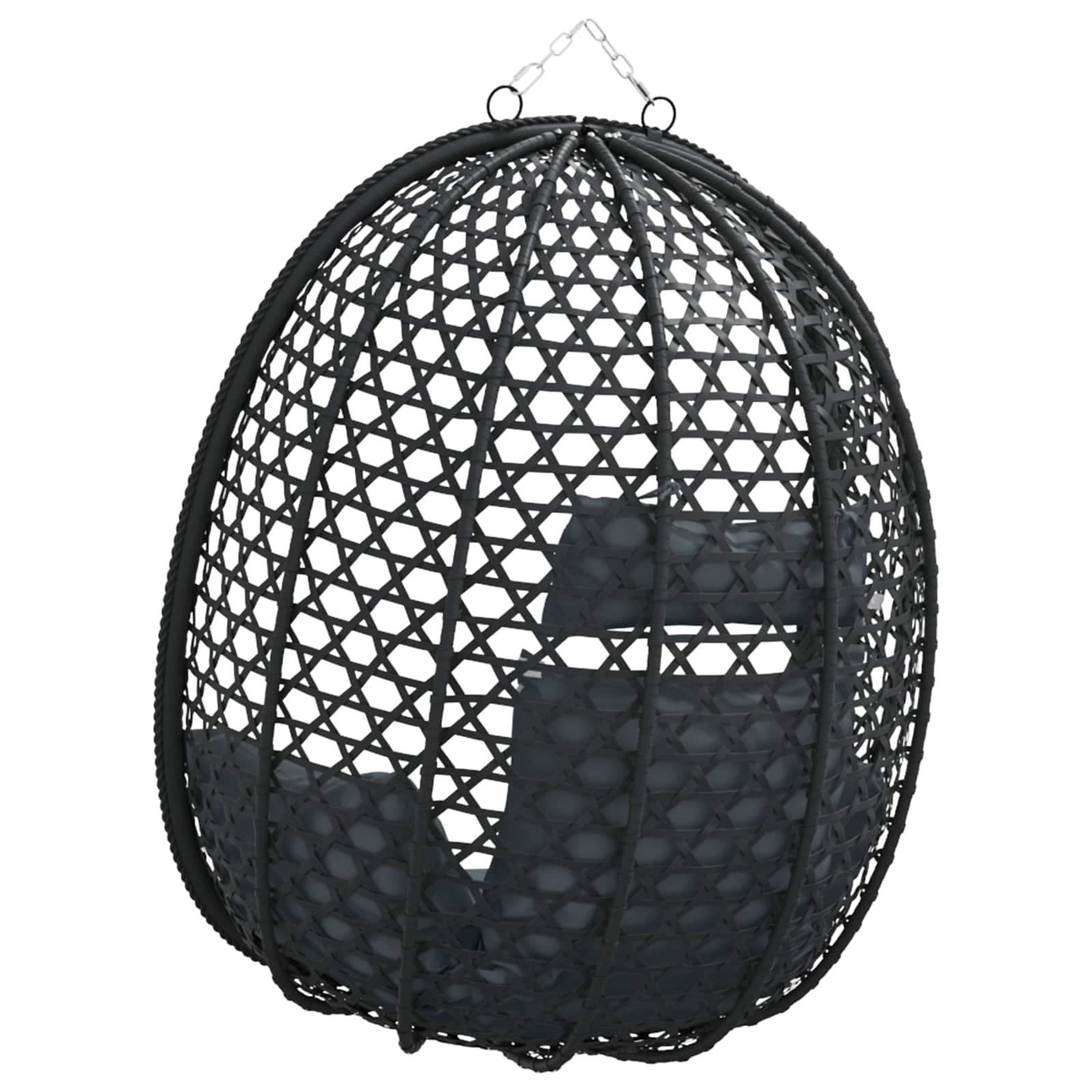 Hängesessel ohne Gestell Anthrazit und Schwarz Poly-Rattan