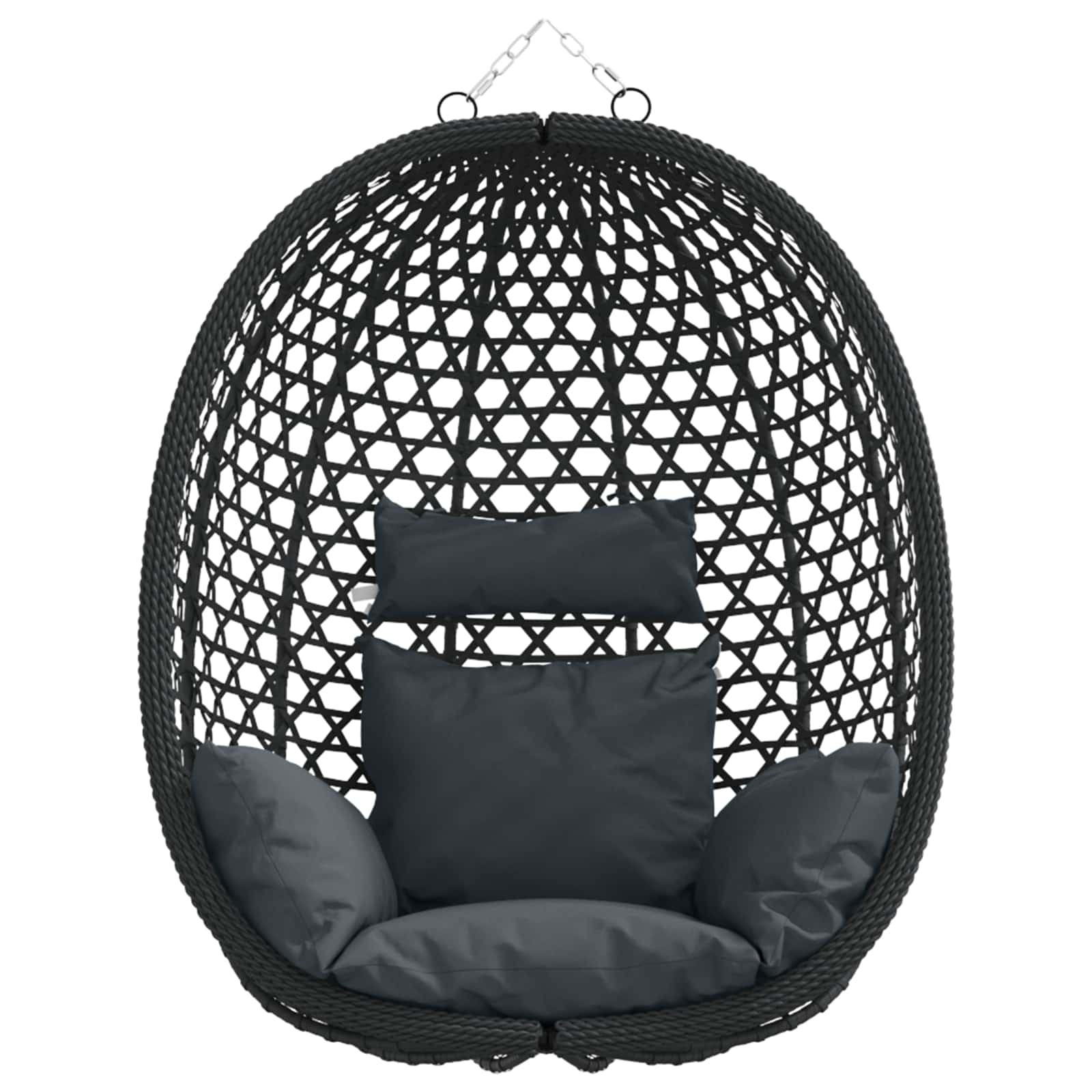 Hängesessel ohne Gestell Anthrazit und Schwarz Poly-Rattan