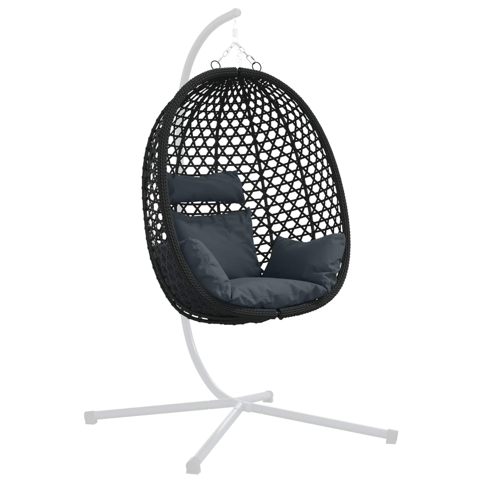 Hängesessel ohne Gestell Anthrazit und Schwarz Poly-Rattan