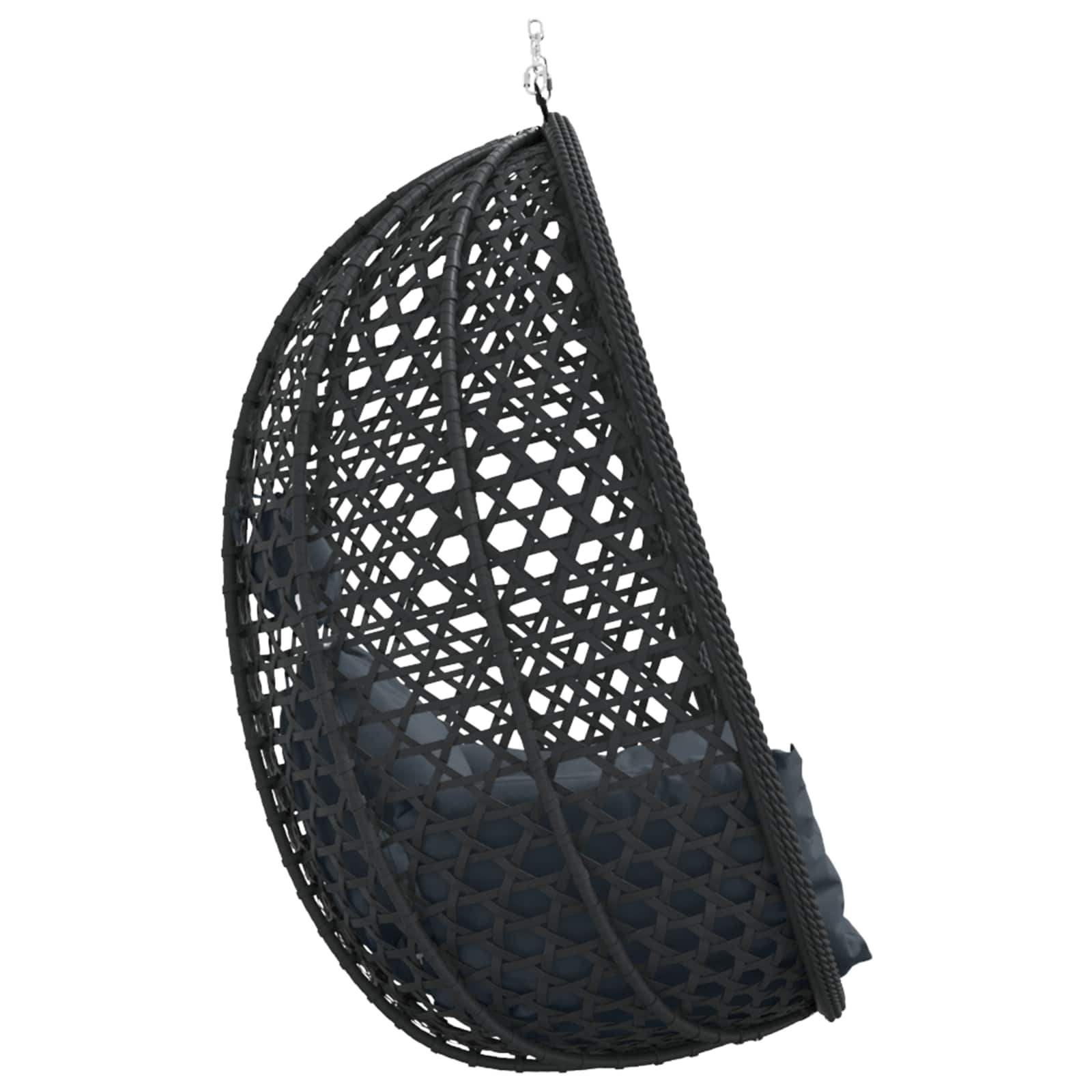 Hängesessel ohne Gestell Anthrazit und Schwarz Poly-Rattan