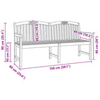 Handgefertigte Rosenbank Natur 150 x 60 x 90 cm Massivholz Teak