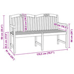 Handgefertigte Rosenbank Natur 179,5 x 61 x 90 cm