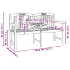 Handgefertigte Rosenbank Natur 150,5 x 60 x 95 cm