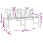 Handgefertigte Rosenbank Natur 150 x 60,5 x 95 cm