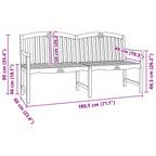 Handgefertigte Rosenbank Natur 180,5 x 60 x 96 cm