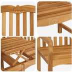Handgefertigte Rosenbank Natur 155 x 60 x 94 cm Massivholz Teak