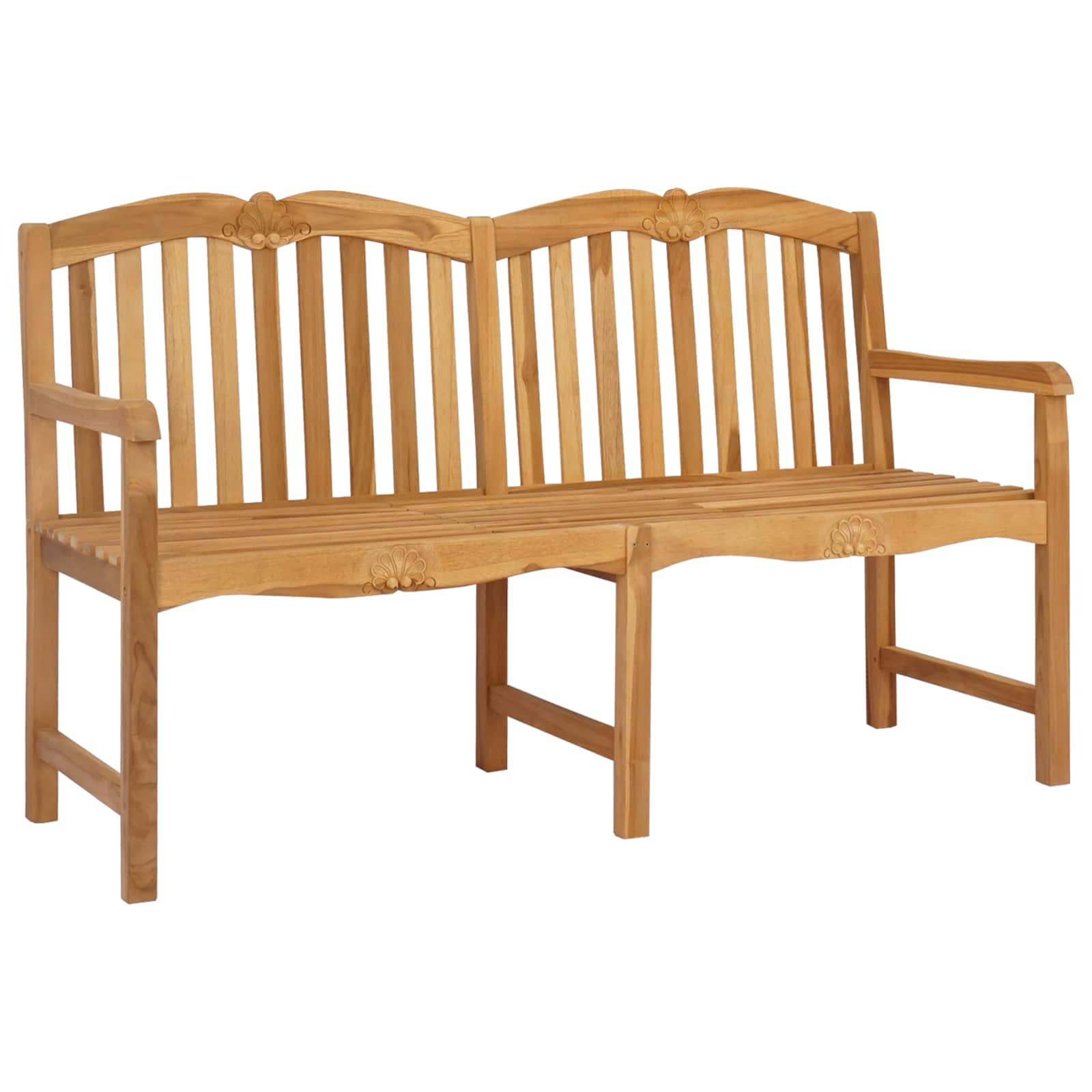 Handgefertigte Rosenbank Natur 155 x 60 x 94 cm Massivholz Teak