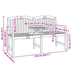 Handgefertigte Rosenbank Natur 155 x 60 x 94 cm Massivholz Teak