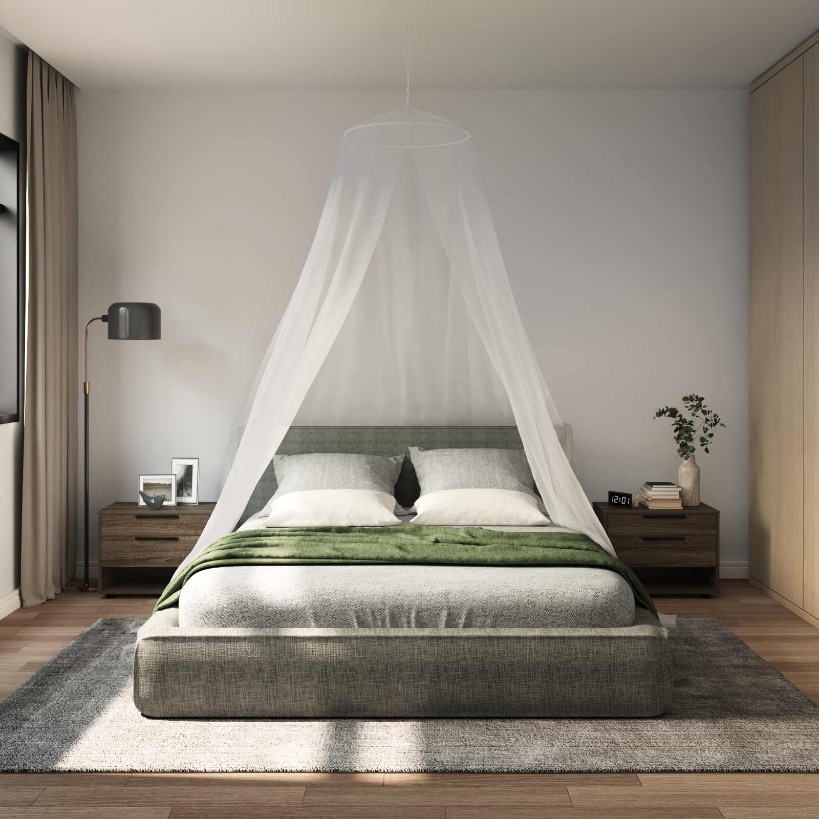 Moskito-Netz für Bett 156 Maschen 3 pcs Weiß Polyester