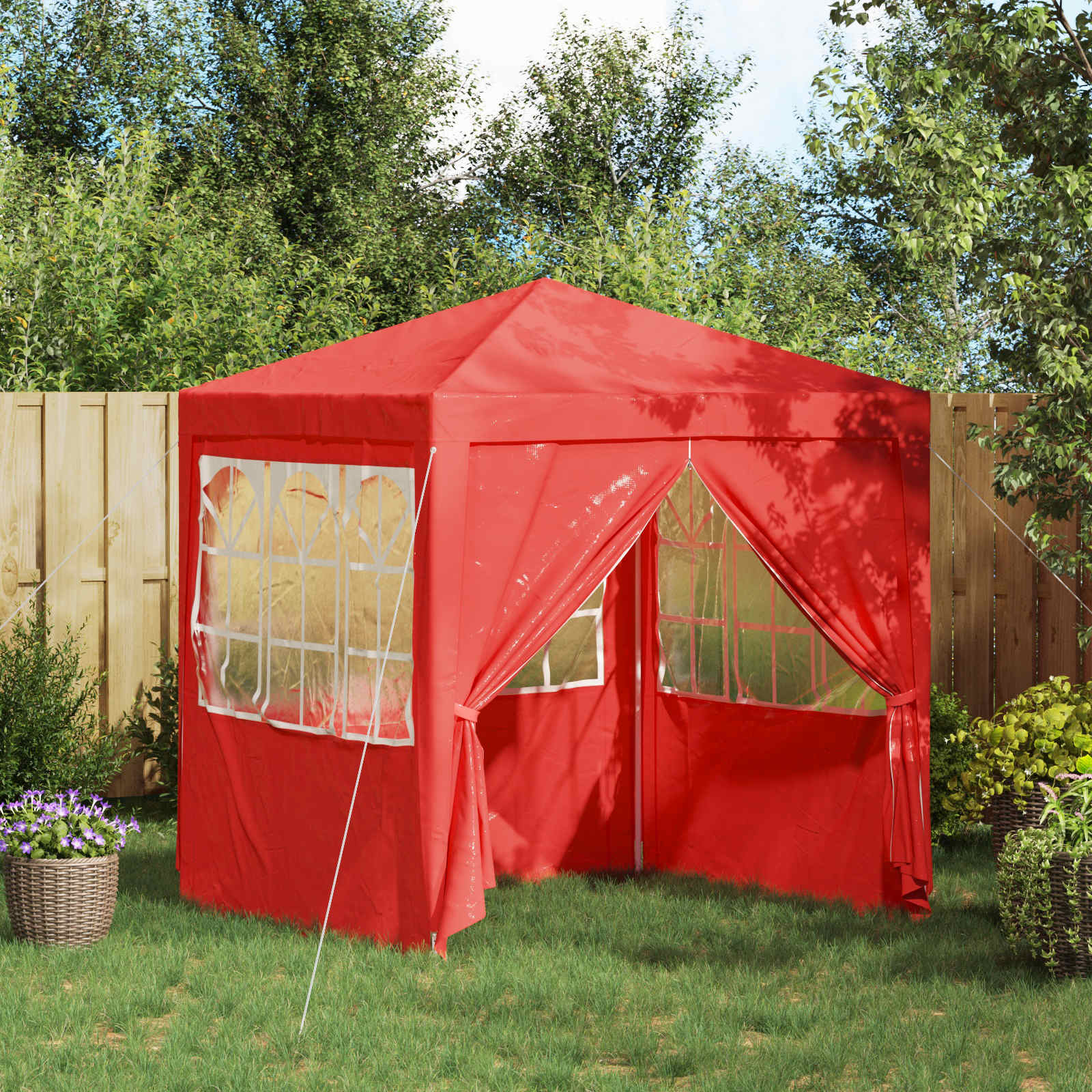 Party-Zelt Rot 200 x 200 x 240 cm PE und Stahl