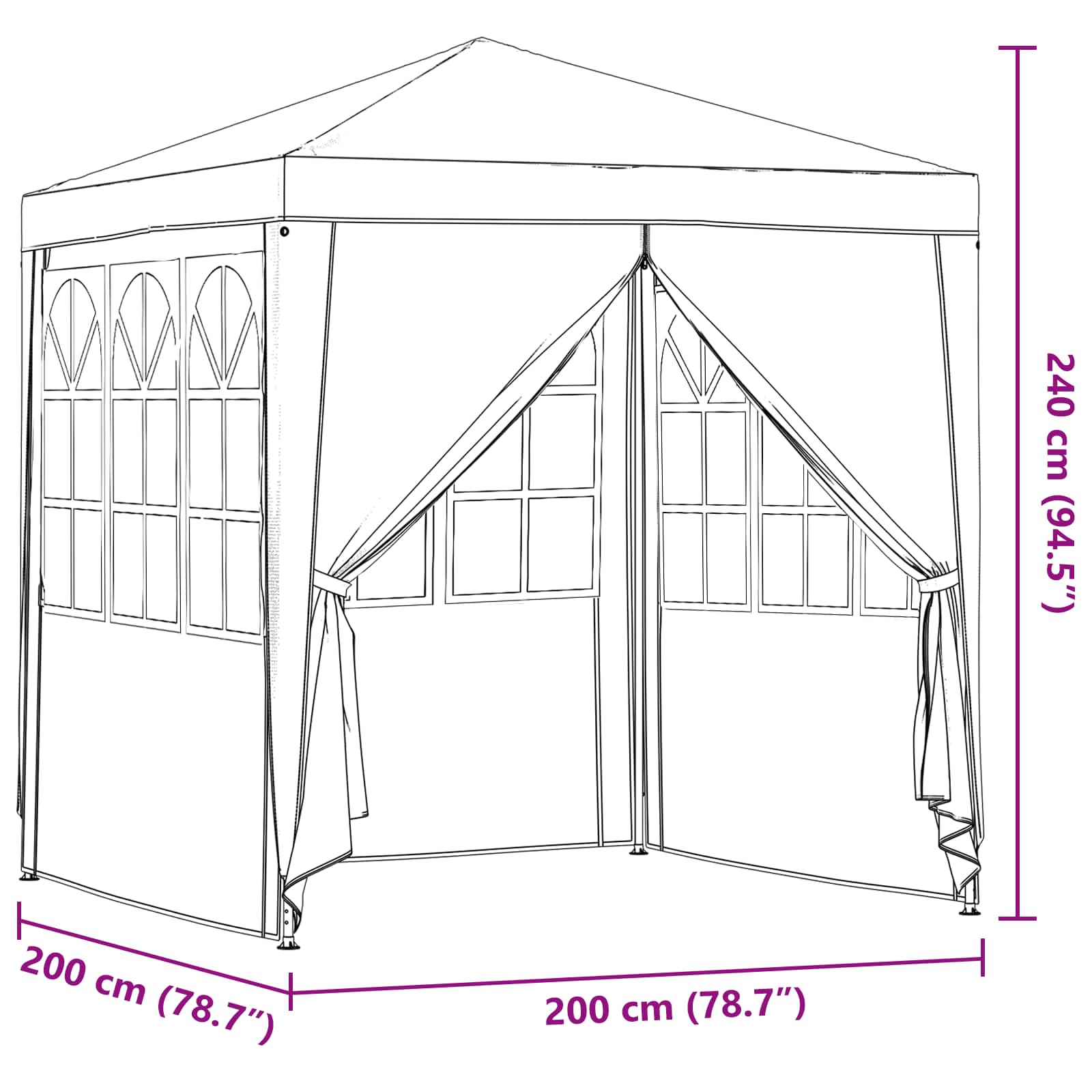 Party-Zelt Rot 200 x 200 x 240 cm PE und Stahl