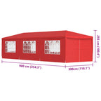 Party-Zelt 900 x 300 x 255 cm Rot PE und Stahl