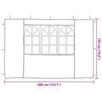 Party Zelt Seitenteil 2 pcs 300 x 195 cm Rot PE und Stahl