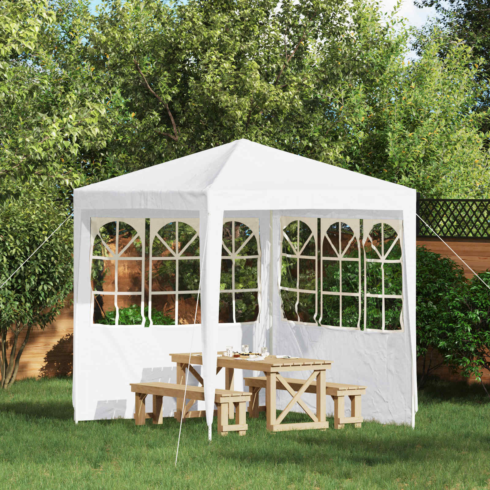 Party Zelt Seitenteil 2 pcs 200 x 195 cm Weiß PE und Stahl