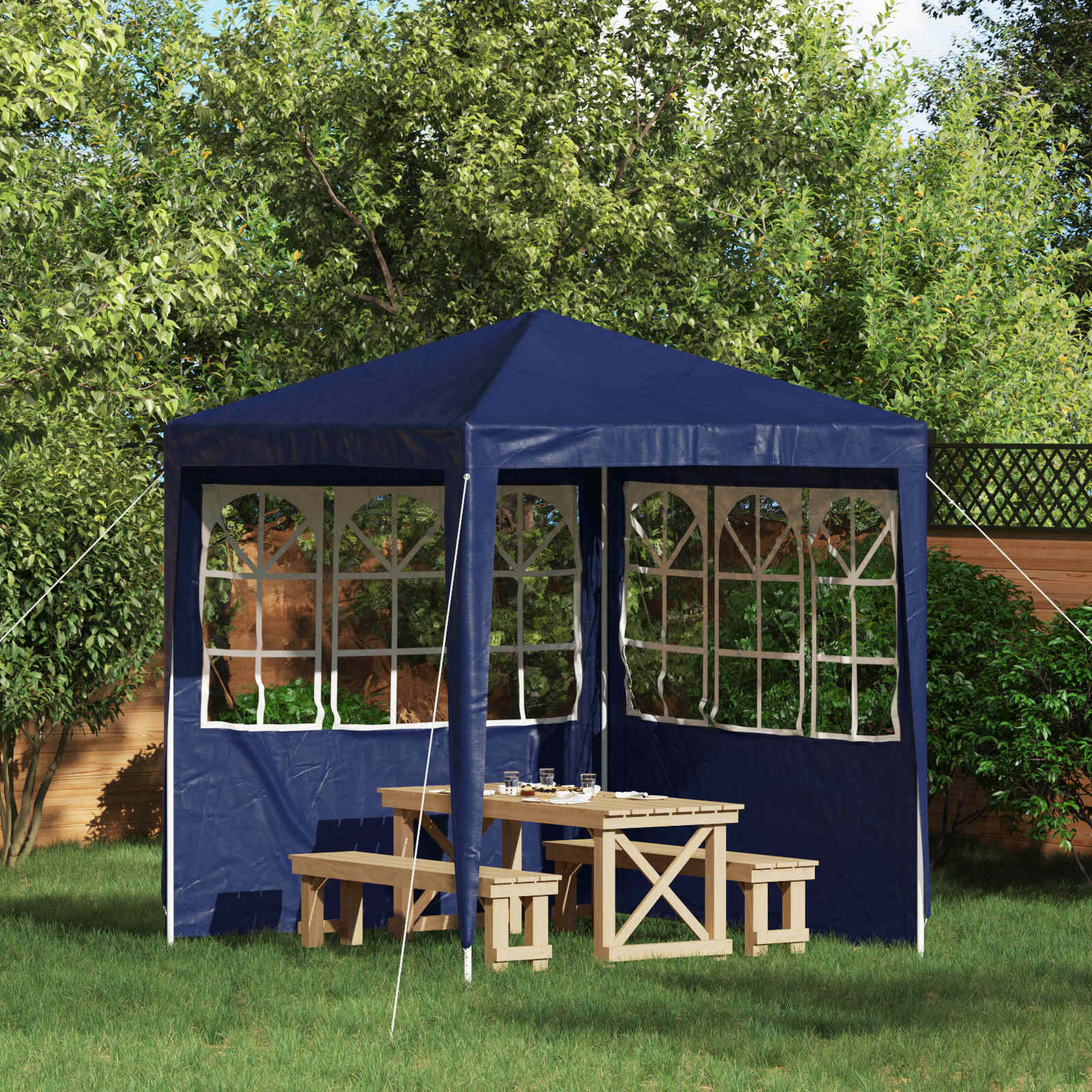 Party Zelt Seitenteil 2 pcs 200 x 195 cm Blau PE und Stahl