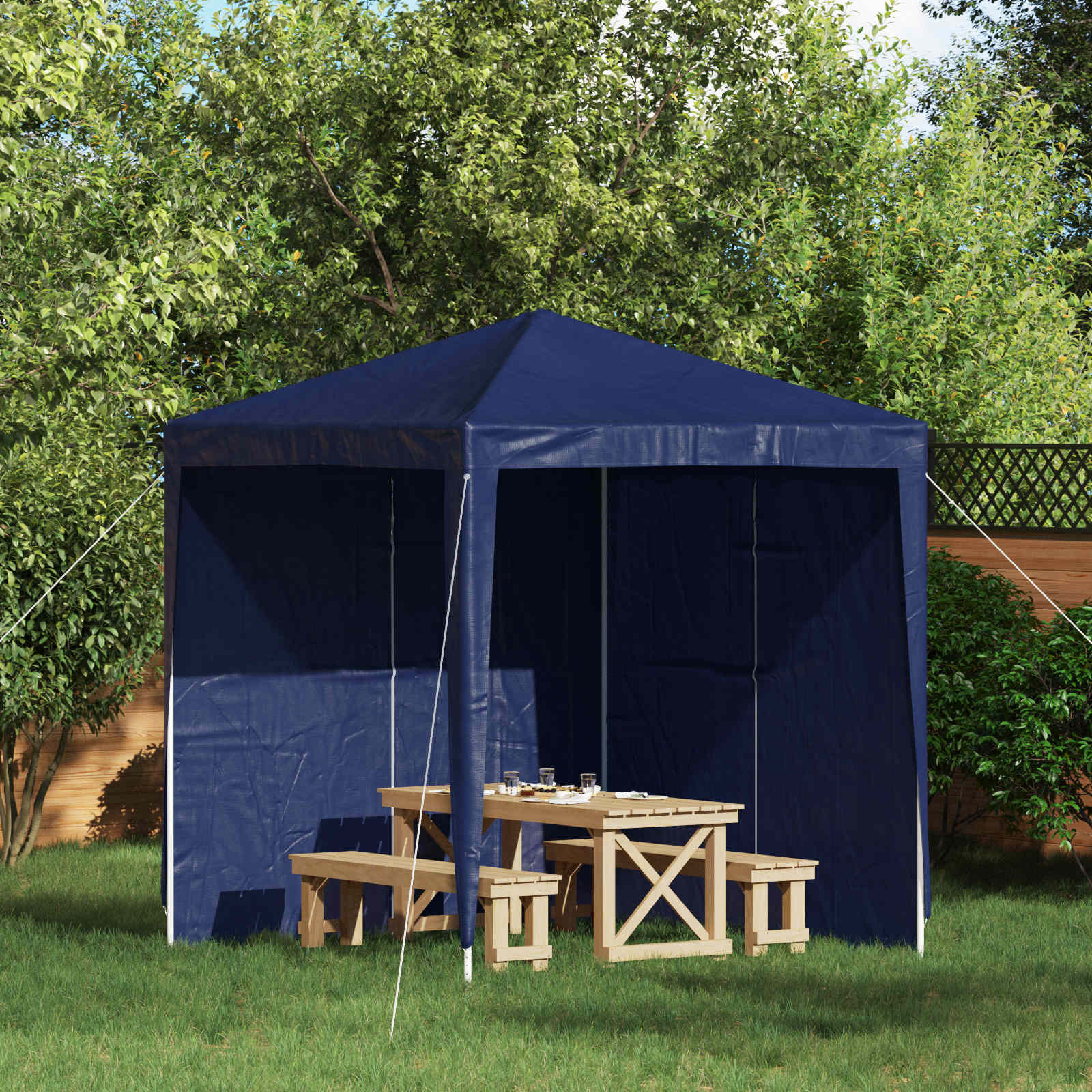 Party Zelt Seitenteil 2 pcs Blau 200 x 195 cm PE und Stahl