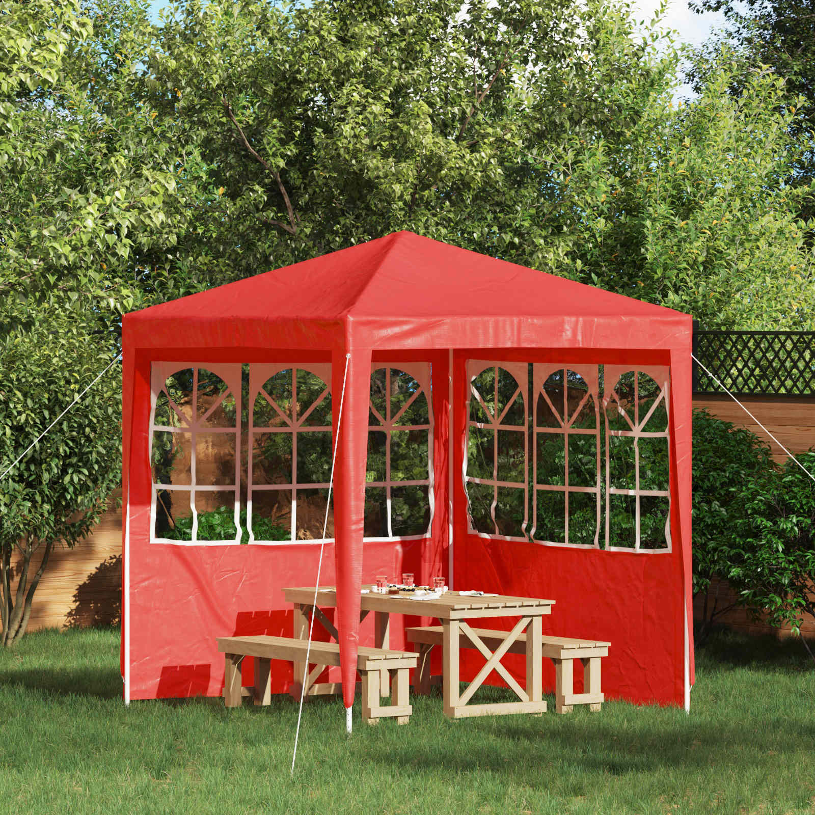 Party Zelt Seitenteil 2 pcs 200 x 195 cm Rot PE und Stahl