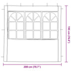 Party Zelt Seitenteil 2 pcs 200 x 195 cm Rot PE und Stahl