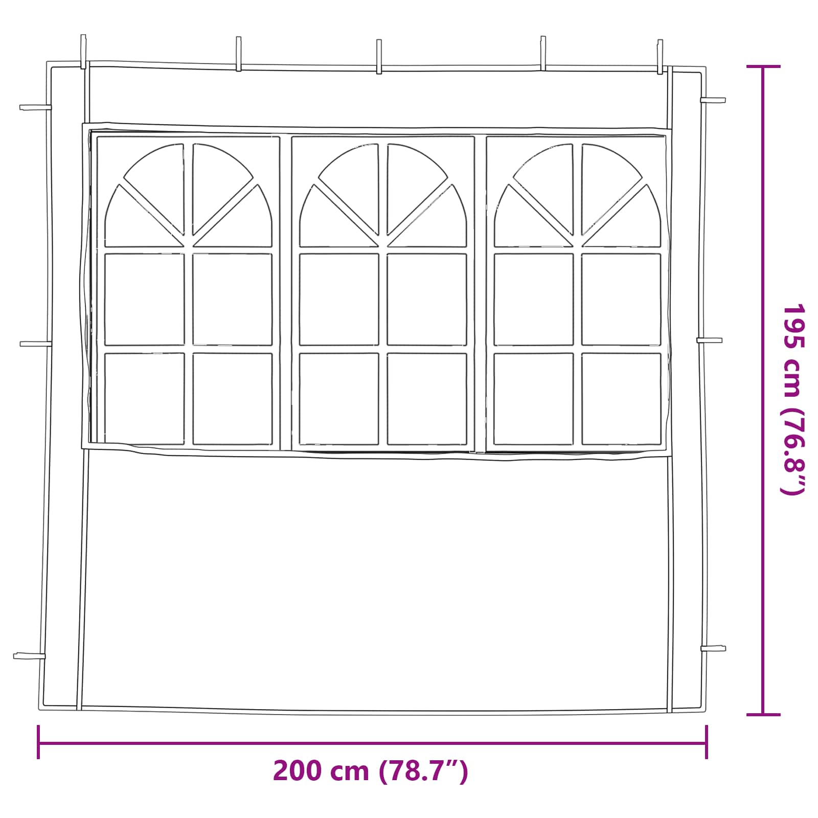 Party Zelt Seitenteil 2 pcs 200 x 195 cm Rot PE und Stahl