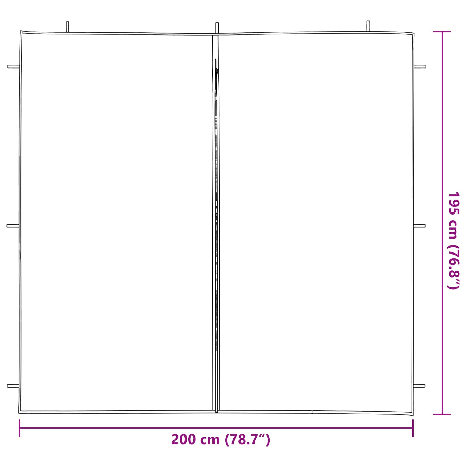 Party Zelt Seitenteil 2 pcs Rot 200 x 195 cm PE und Stahl