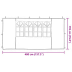 Party Zelt Seitenteil 2 pcs 400 x 195 cm Weiß PE und Stahl