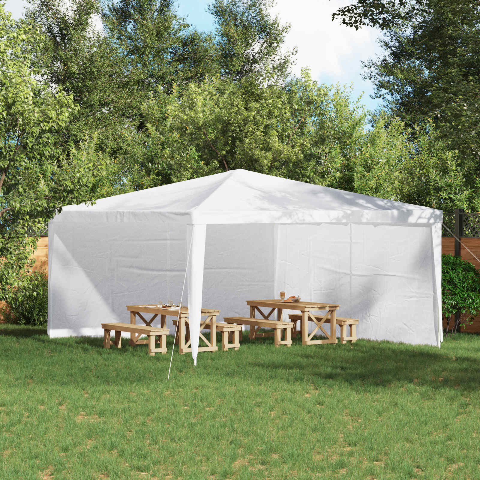 Party Zelt Seitenteil 2 pcs Weiß 400 x 195 cm PE und Stahl