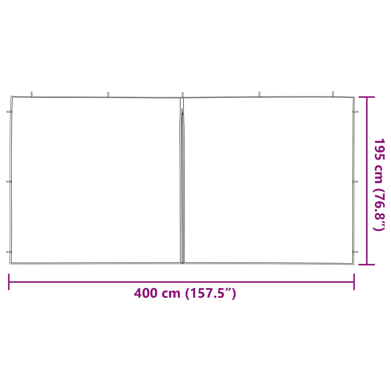Party Zelt Seitenteil 2 pcs Weiß 400 x 195 cm PE und Stahl