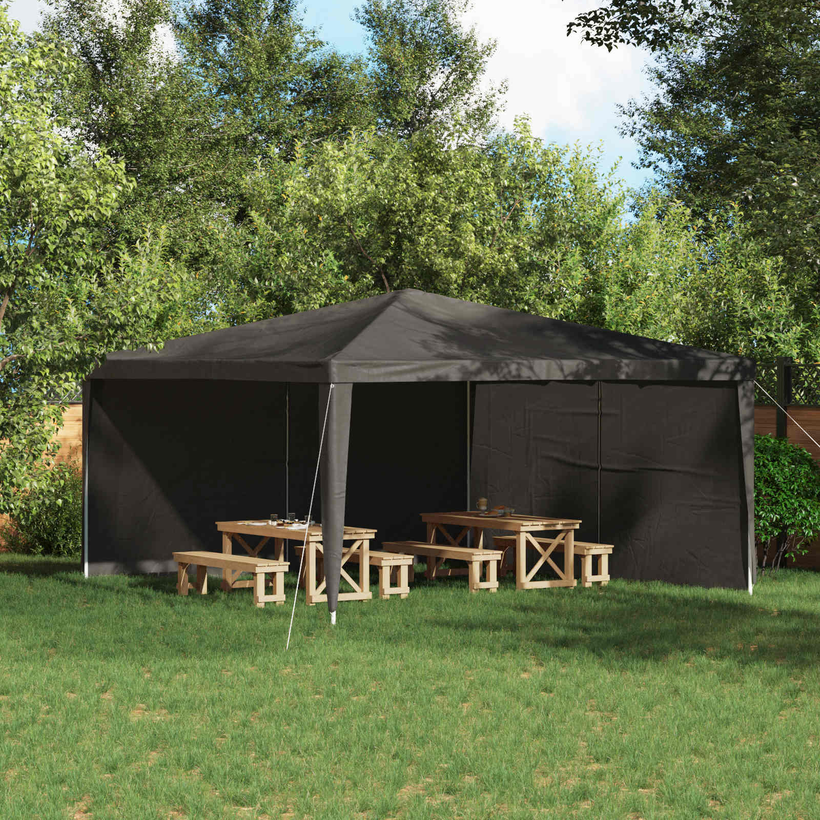 Party Zelt Seitenteil 2 pcs Anthrazit 400 x 195 cm PE und Stahl