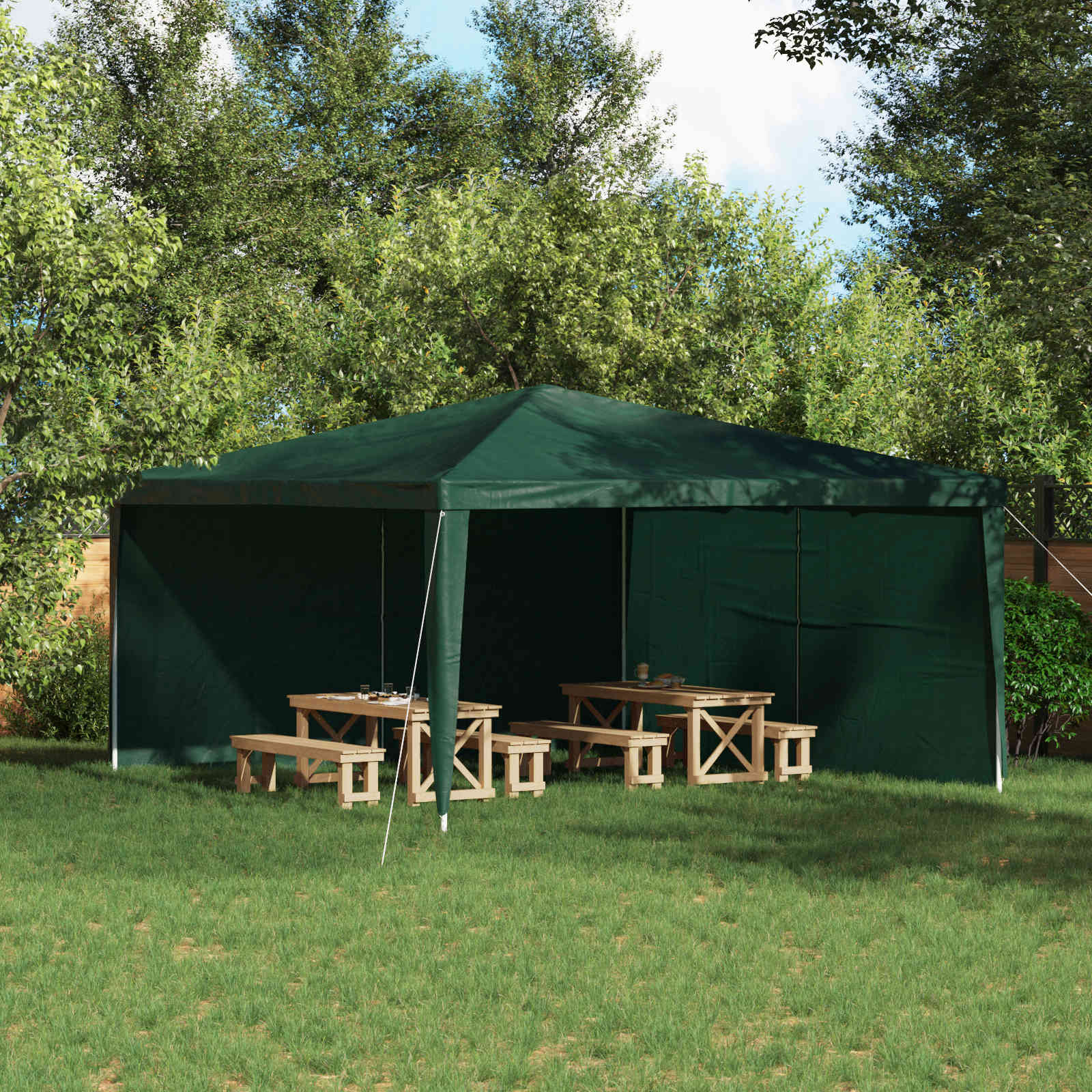 Party Zelt Seitenteil 2 pcs Grün 400 x 195 cm PE und Stahl