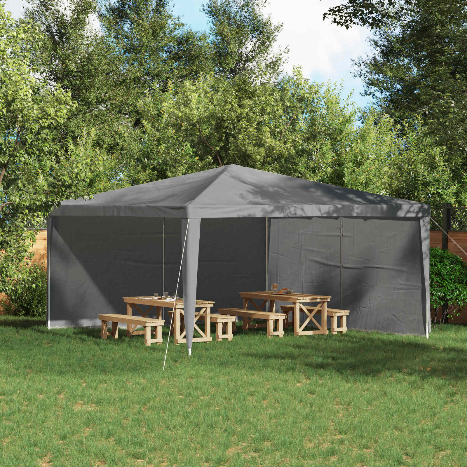 Party Zelt Seitenteil 2 pcs Hellgrau 400 x 195 cm PE und Stahl
