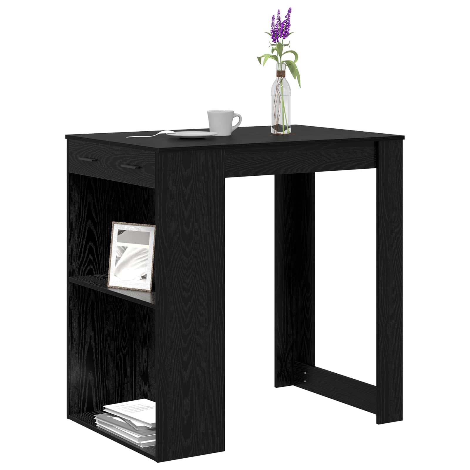 Bartisch Schwarz Eichen-Optik 102 x 70 x 103,5 cm Holzwerkstoff