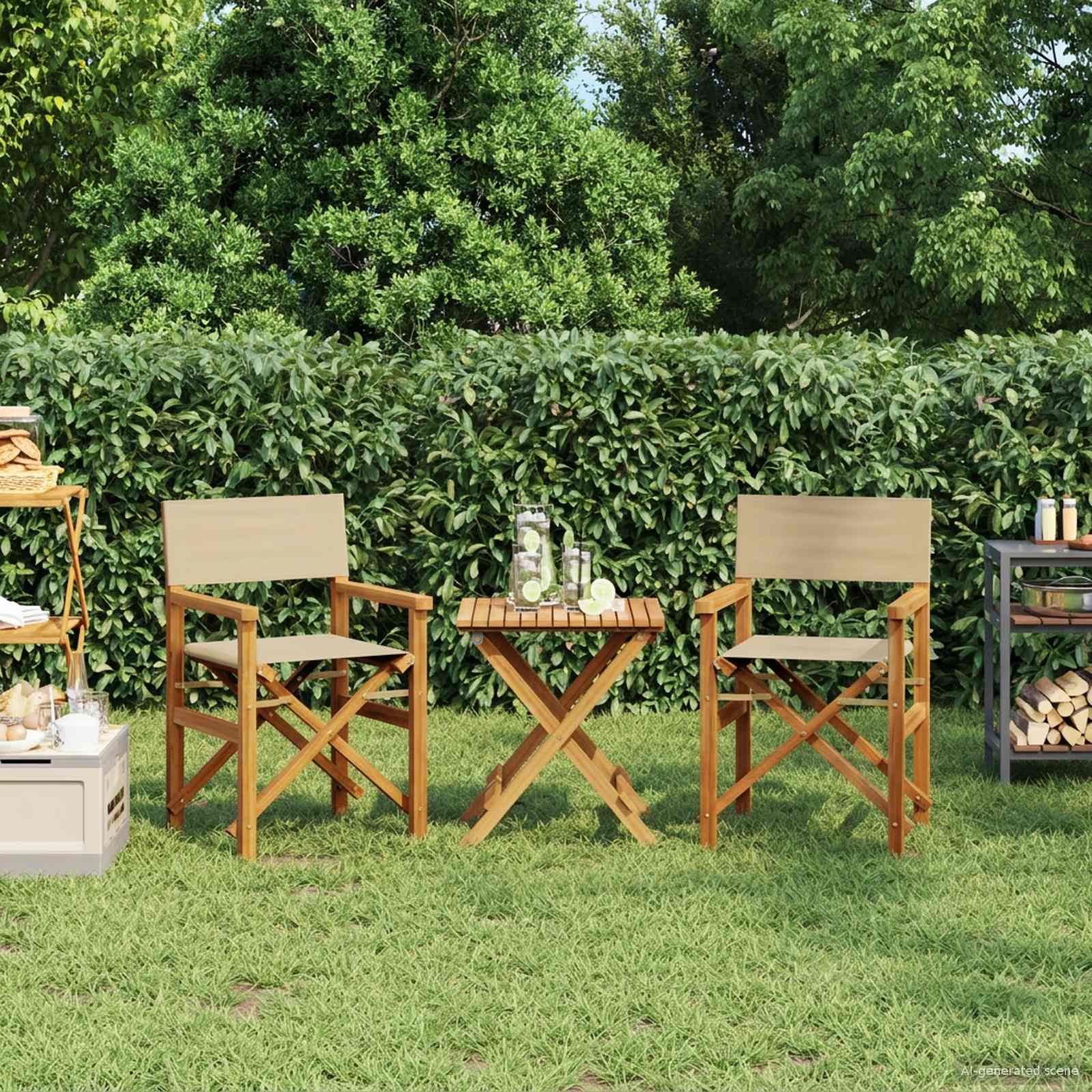Esszimmerstuhl Braun und Beige 56 x 54 x 87 cm Massivholz Teak