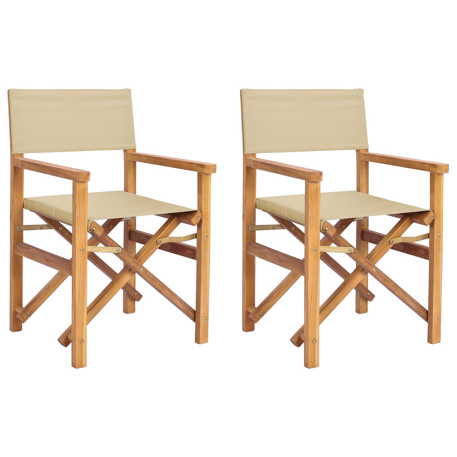 Esszimmerstuhl Braun und Beige 56 x 54 x 87 cm Massivholz Teak