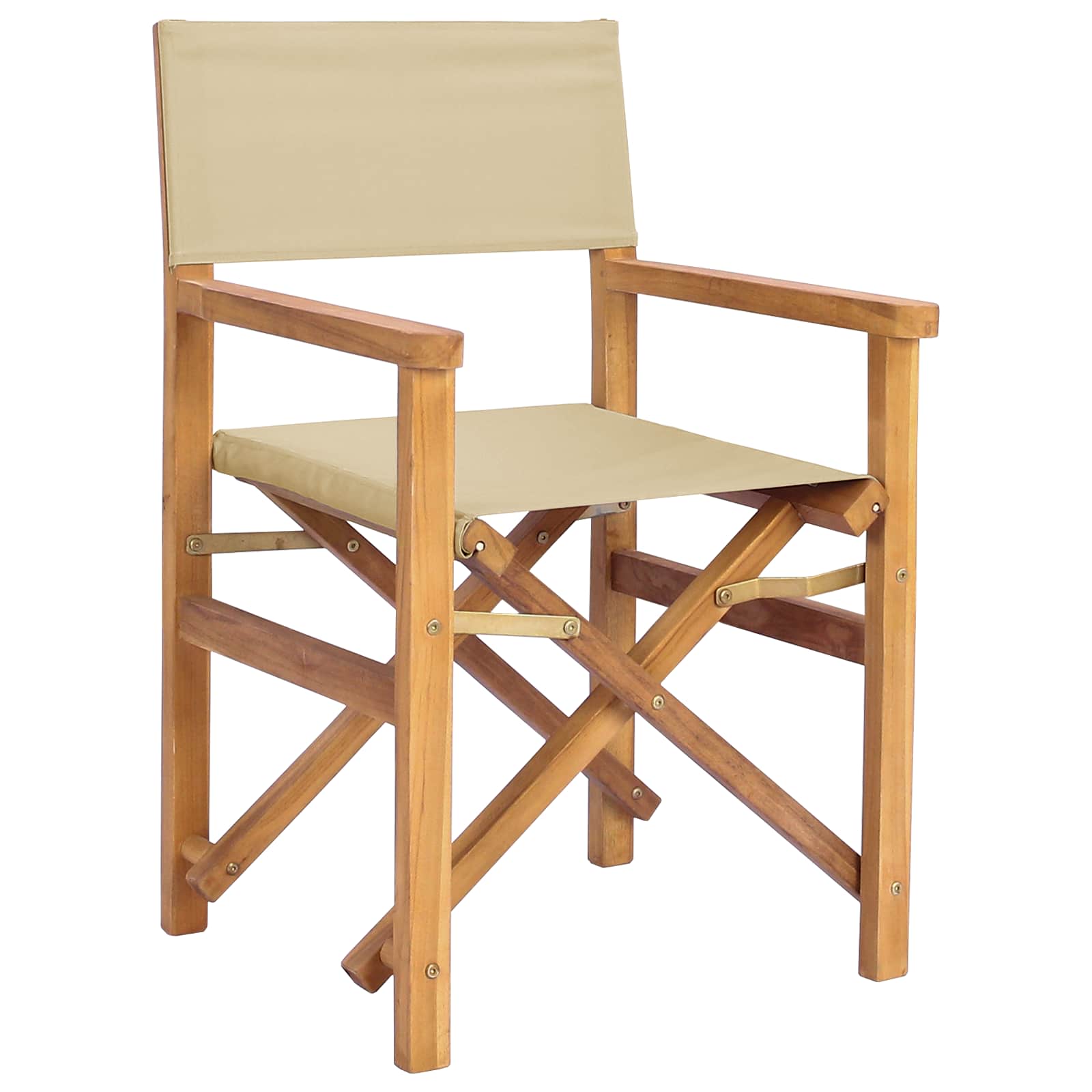 Esszimmerstuhl Braun und Beige 56 x 54 x 87 cm Massivholz Teak