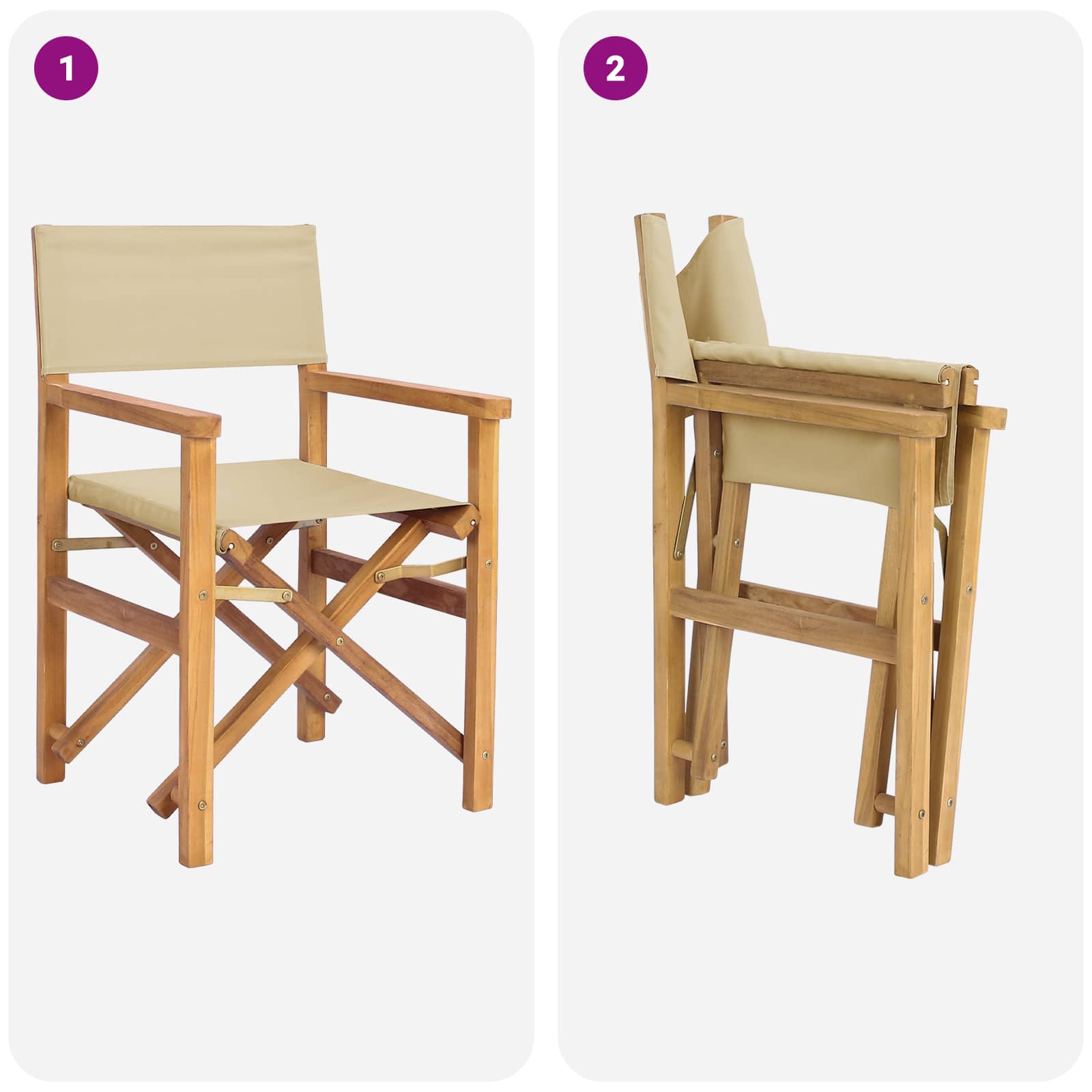 Esszimmerstuhl Braun und Beige 56 x 54 x 87 cm Massivholz Teak