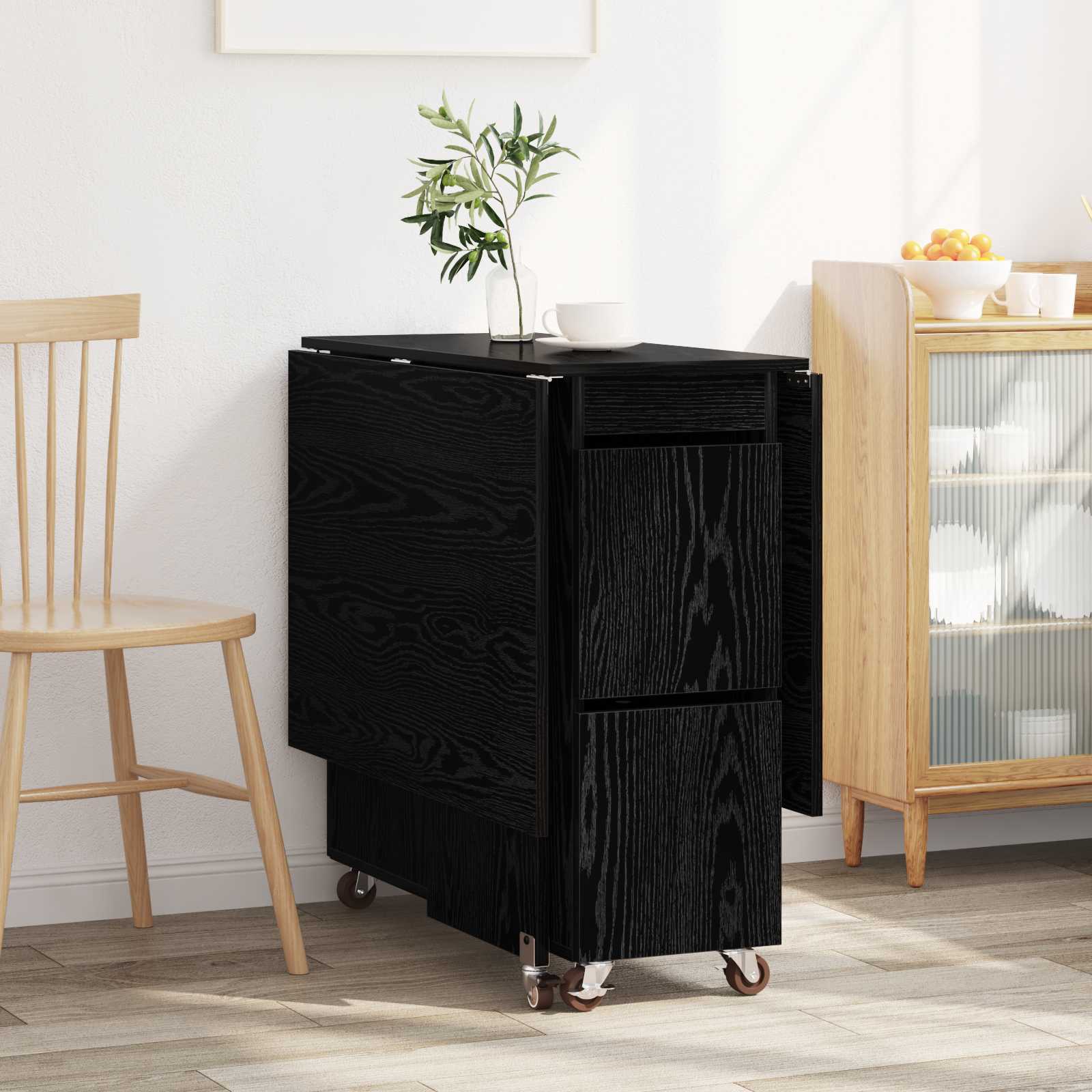 Esstisch 2 pcs 140 x 80 x 77 cm Holzwerkstoff Schwarze Eiche