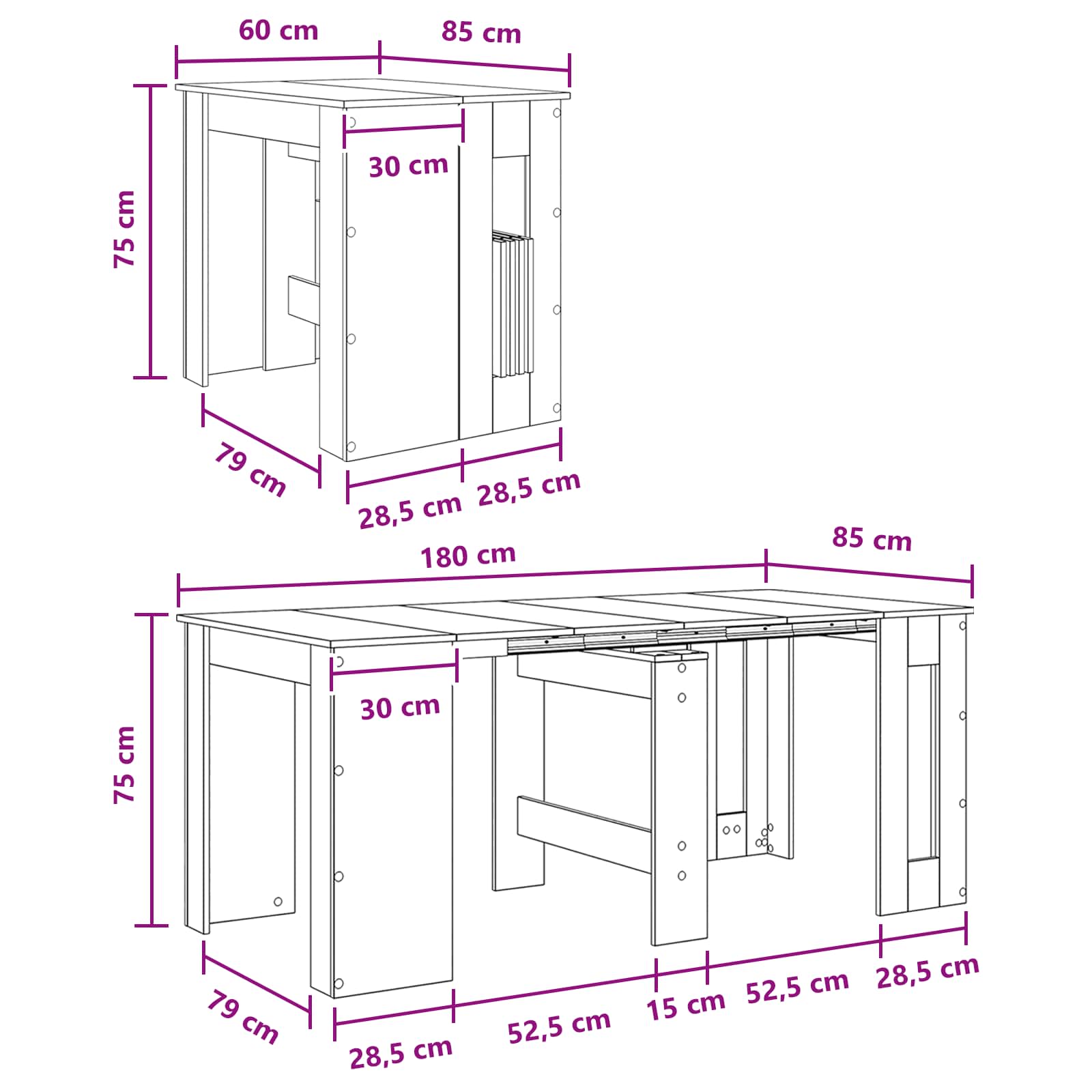 Esstisch 180 x 85 x 75 cm Holzwerkstoff Artisan-Eiche