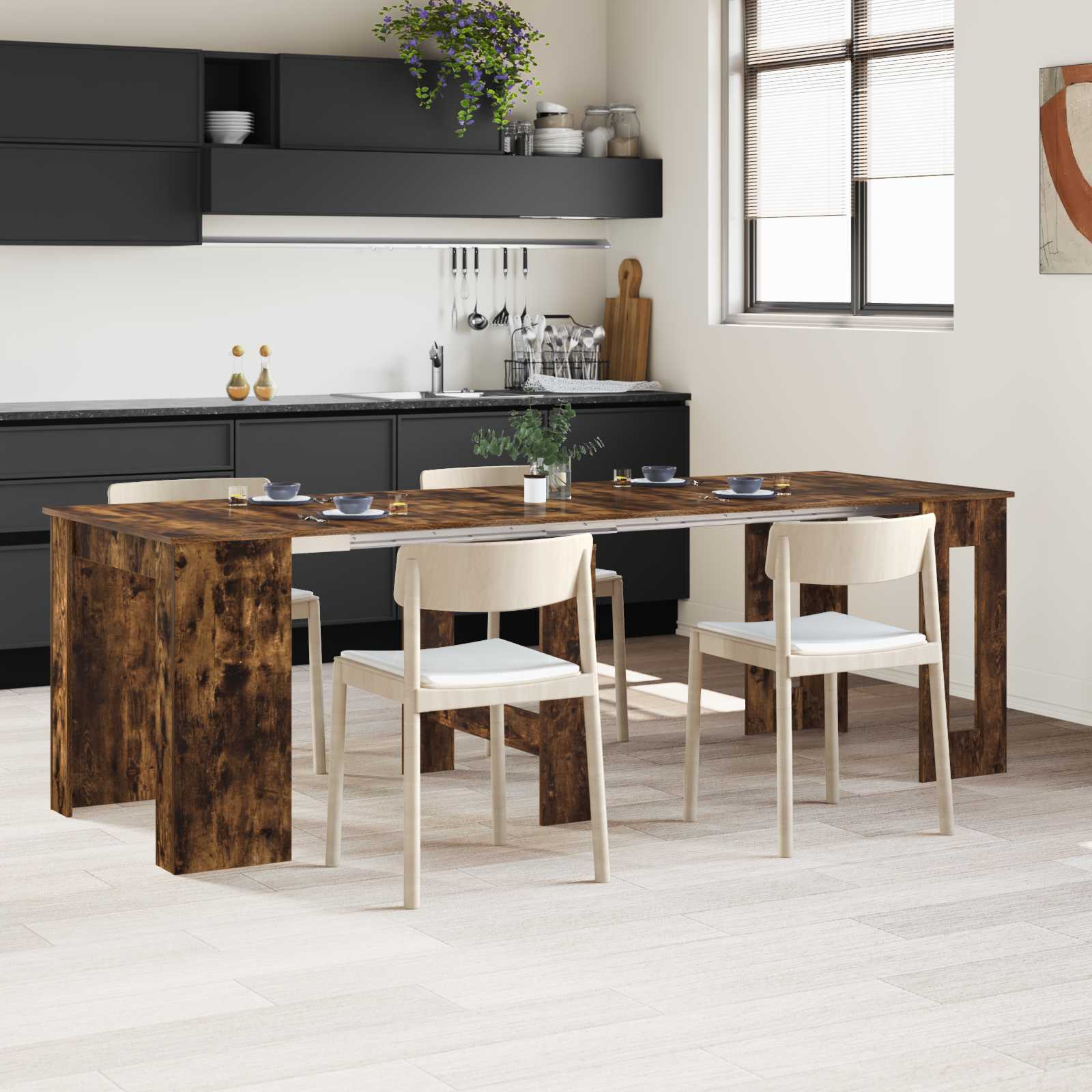 Esstisch 240 x 85 x 75 cm Holzwerkstoff Geräucherte Eiche