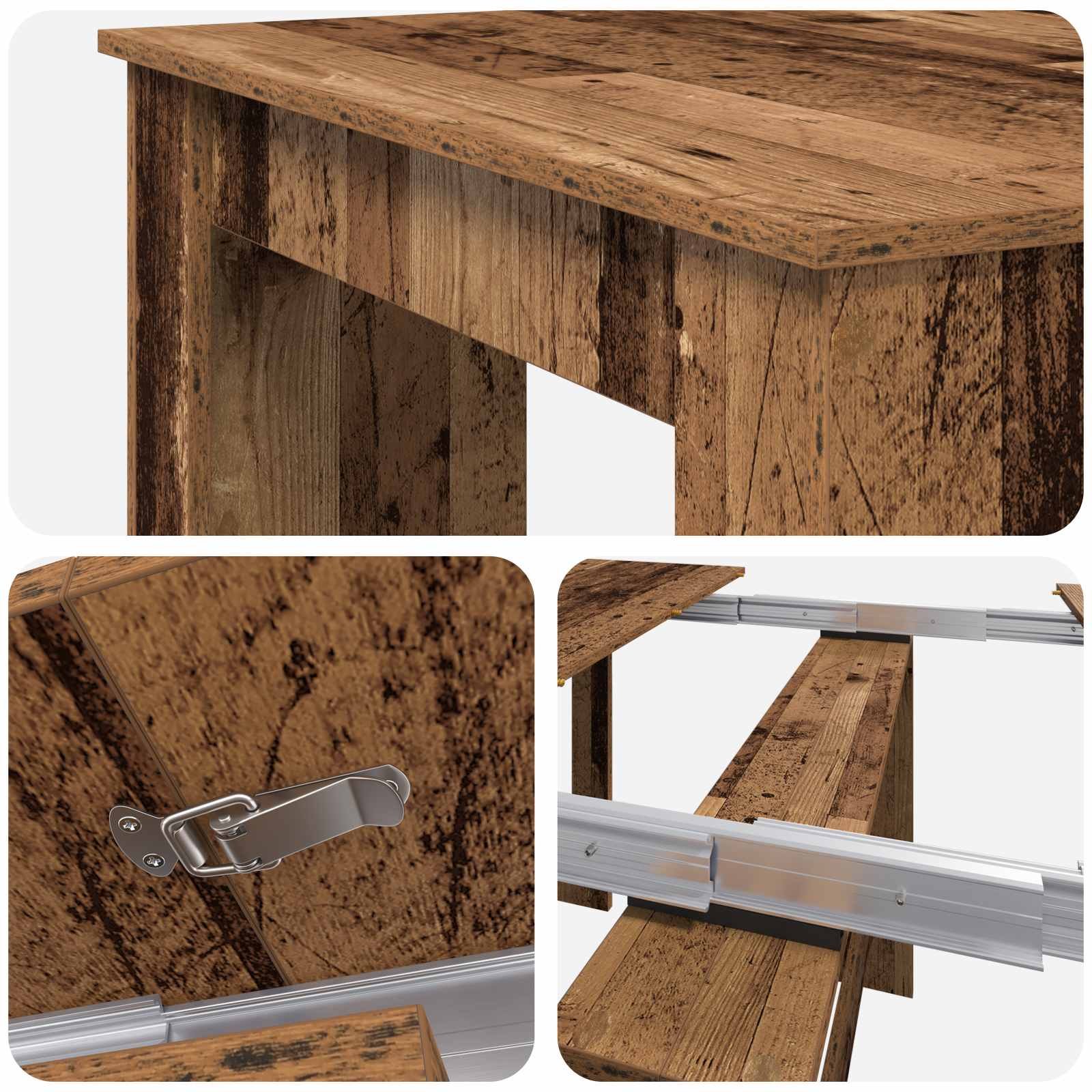 Esstisch 240 x 85 x 75 cm Holzwerkstoff Altholz Rechtwinklig