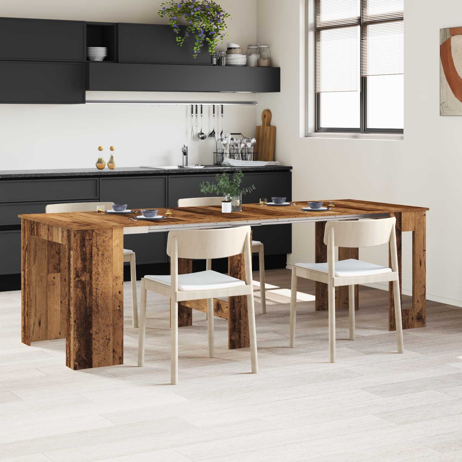 Esstisch 240 x 85 x 75 cm Holzwerkstoff Altholz Rechtwinklig