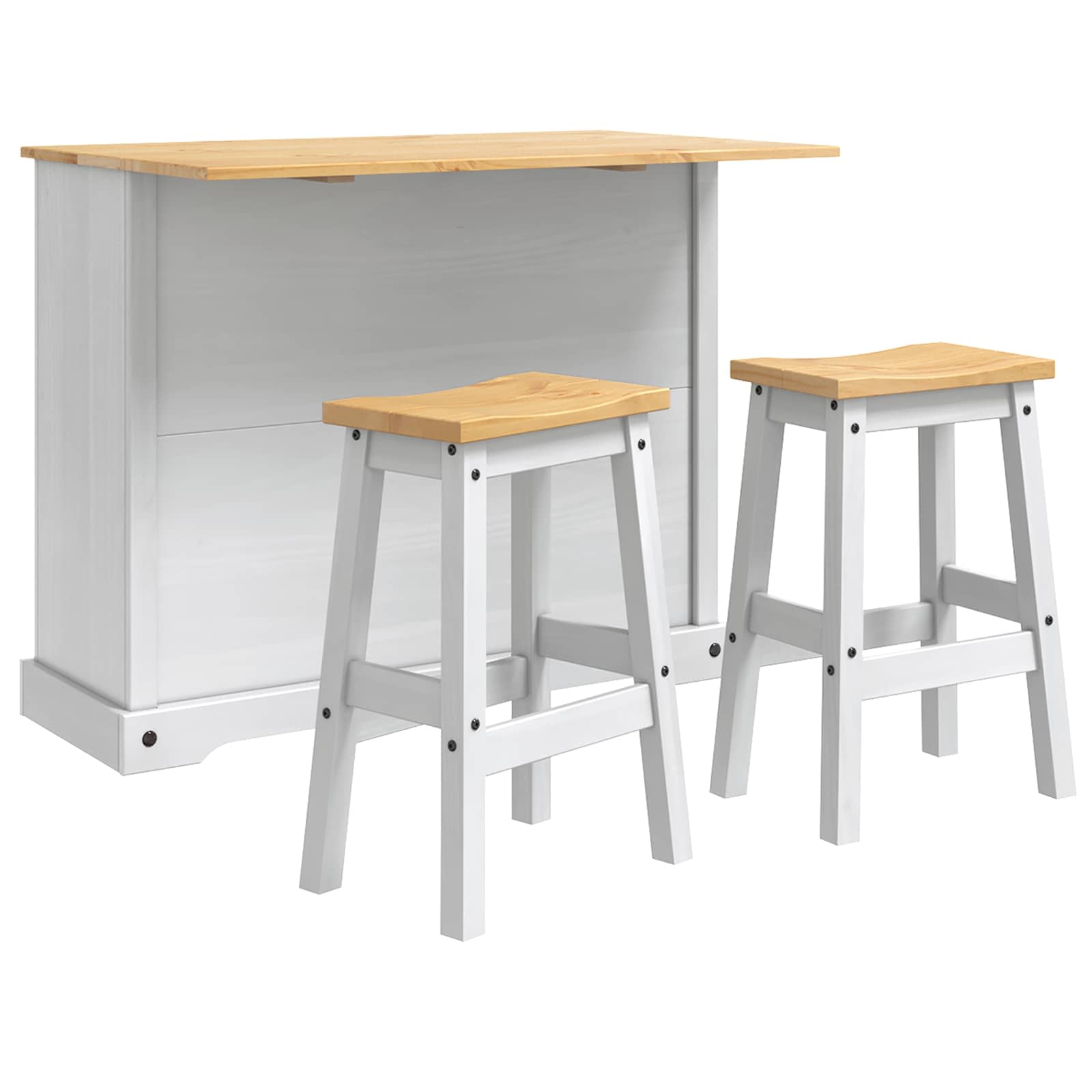 Kücheninsel Set Corona 3 pcs Weiß und Honigwachs Massiv-Kiefer