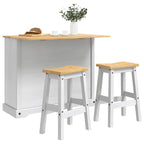Kücheninsel Set Corona 3 pcs Weiß und Honigwachs Massiv-Kiefer
