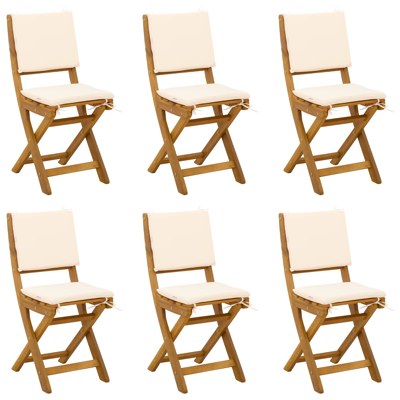 Außen Bistro-Stühle mit Kissen 6 pcs Cremeweiß 38 x 46 x 85 cm