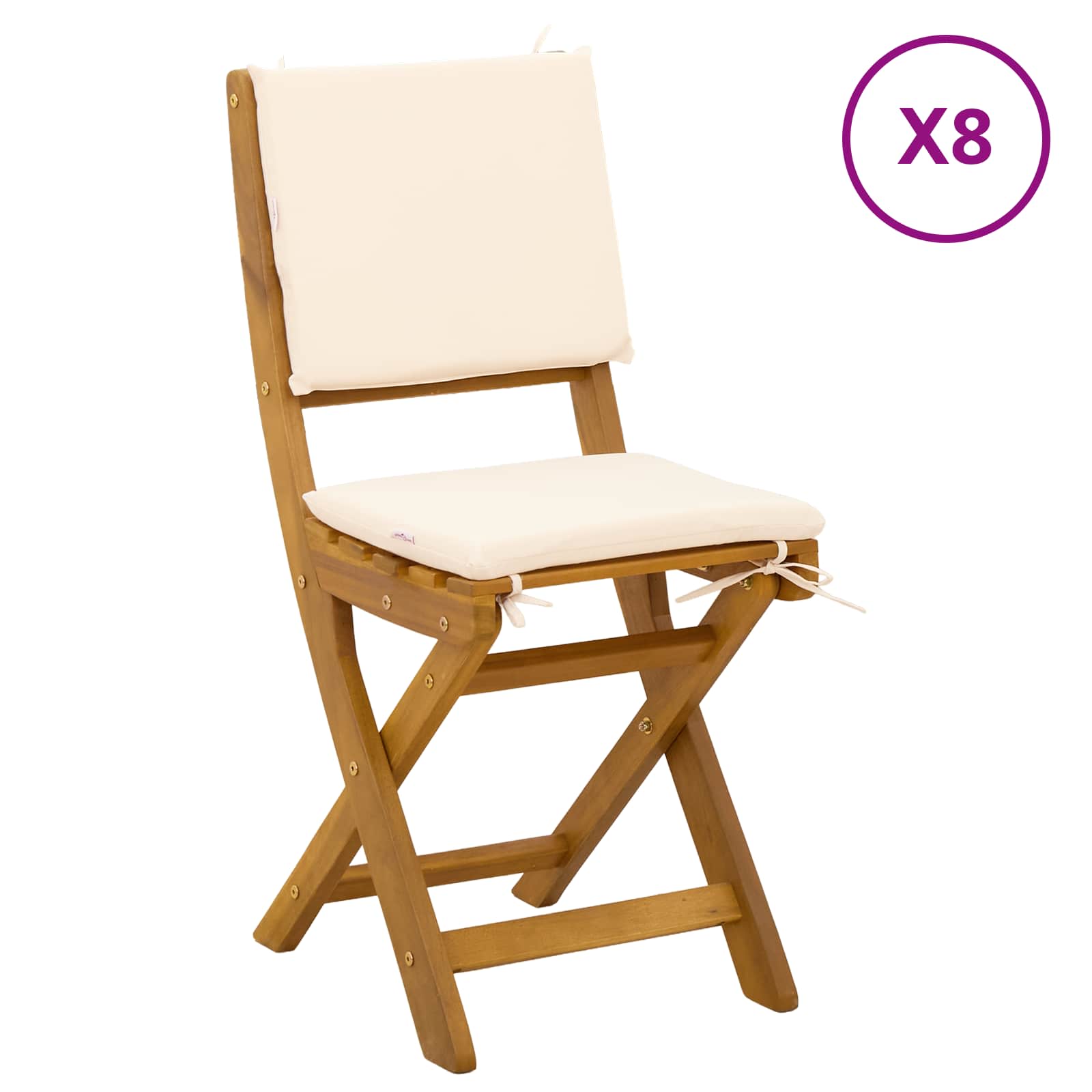 Außen Bistro-Stühle mit Kissen 8 pcs Cremeweiß 38 x 46 x 85 cm