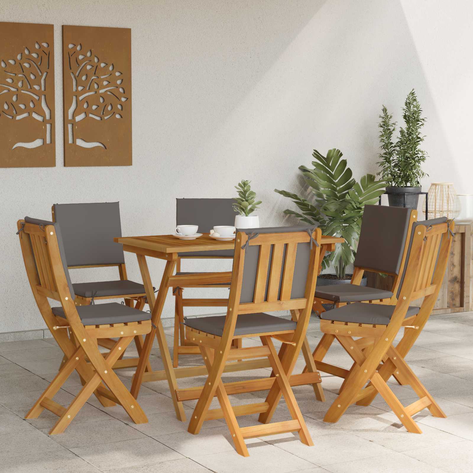 Außen Bistro-Stühle mit Kissen 6 pcs Dunkelgrau 38 x 46 x 85 cm