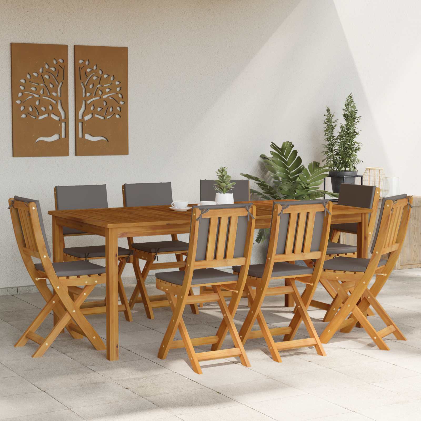 Außen Bistro-Stühle mit Kissen 8 pcs Dunkelgrau 38 x 46 x 85 cm