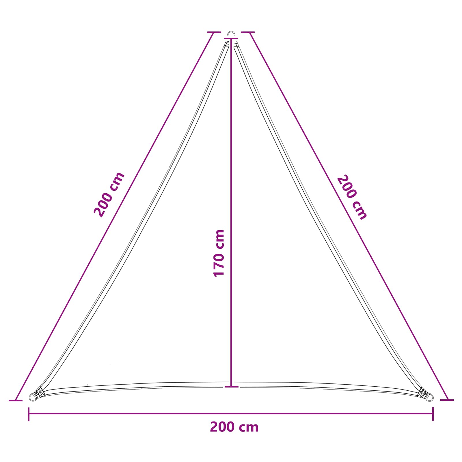 Sonnensegel 2 x 2 x 2 m HDPE