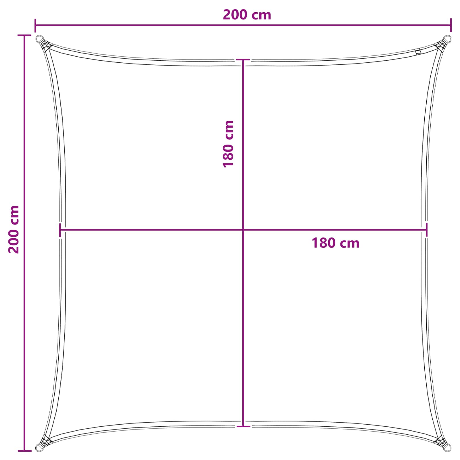 Sonnensegel Anthrazit und Weiß 2 x 2 m HDPE